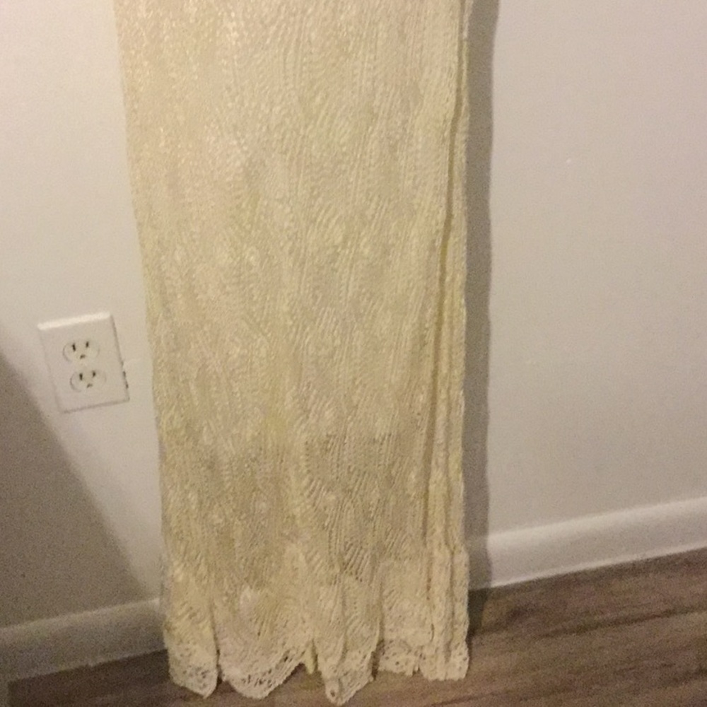 Cream color crochet long skirts